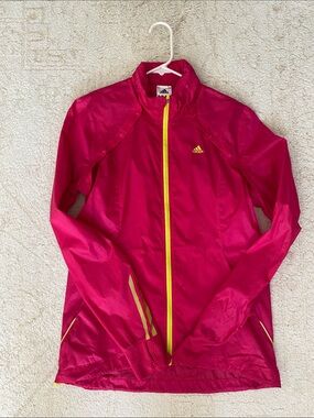 adidas Hot Pink Running Jacket with Yellow Accents